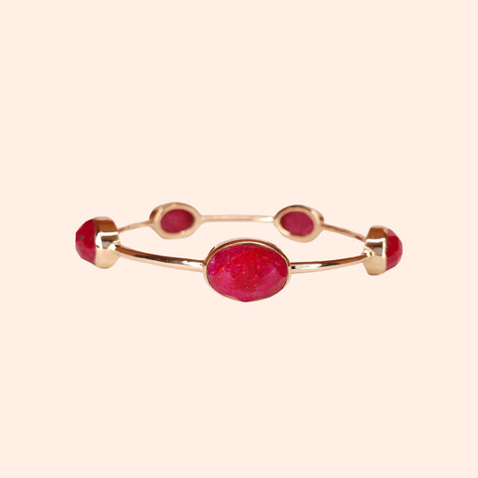 Bracelet jonc doré Rubis rose - Gisella