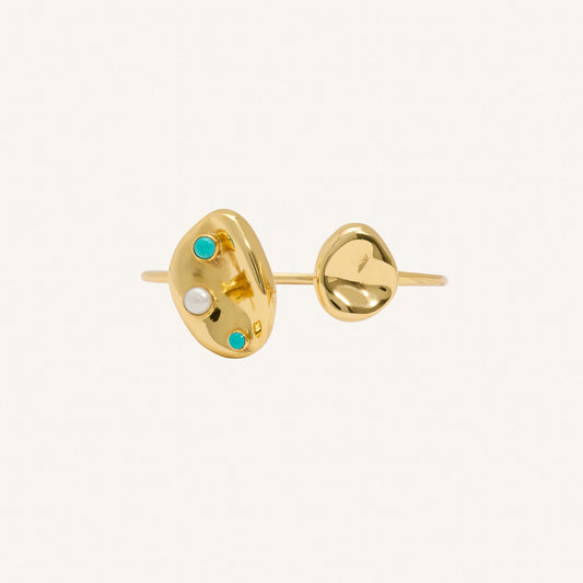 Bracelet jonc ouvert Turquoise et Perles - Oyster