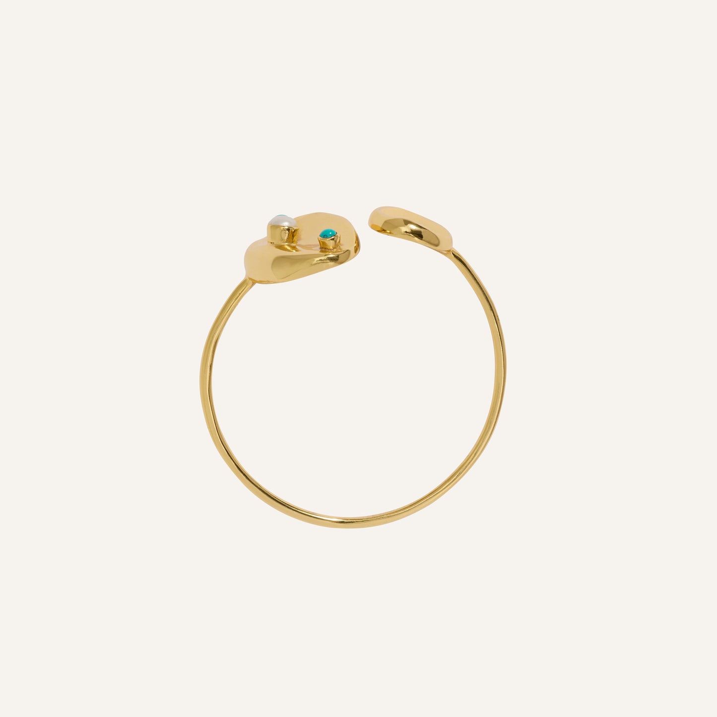 Bracelet jonc ouvert Turquoise et Perles - Oyster