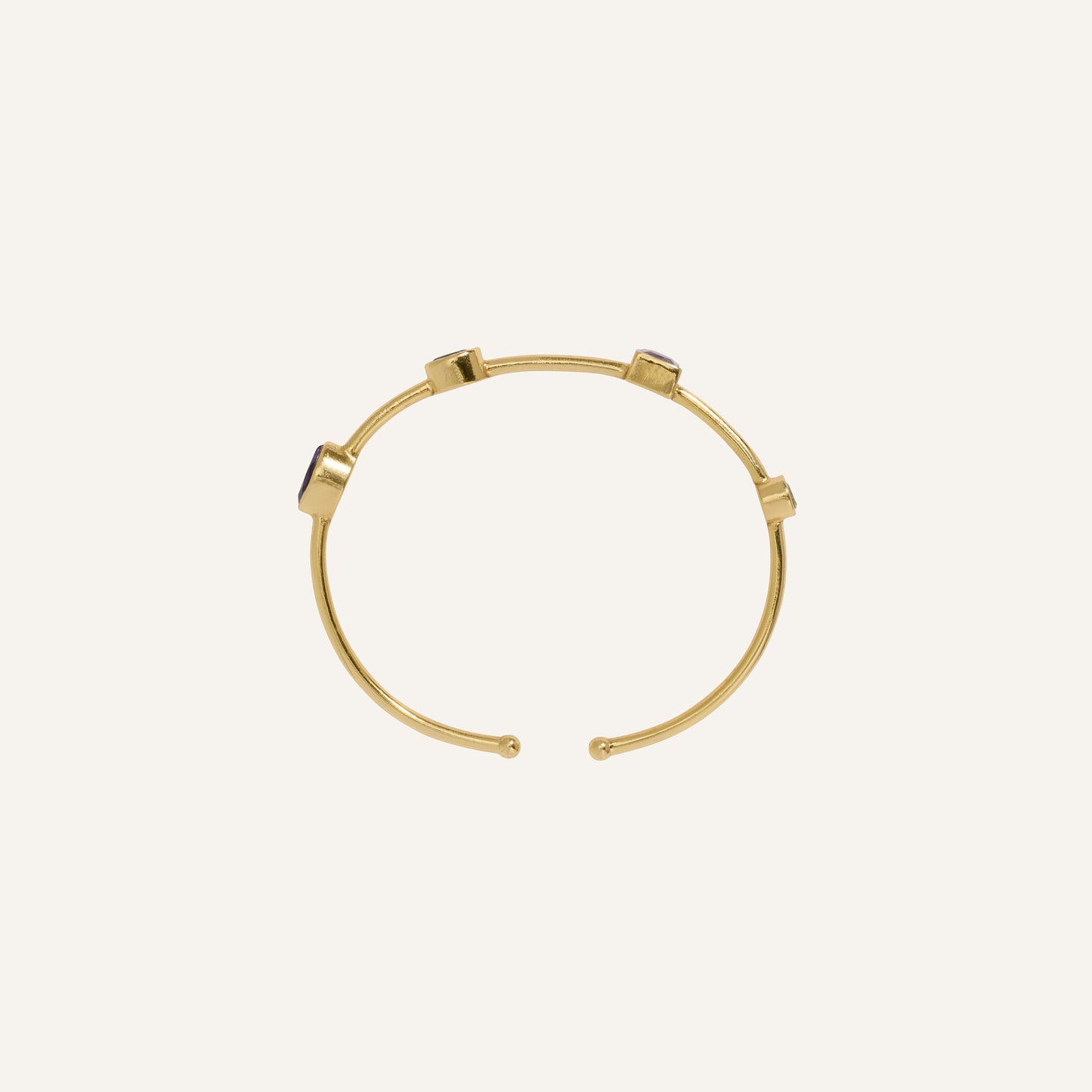 Bracelet jonc souple et ouvert Améthyste/Péridot - Punky