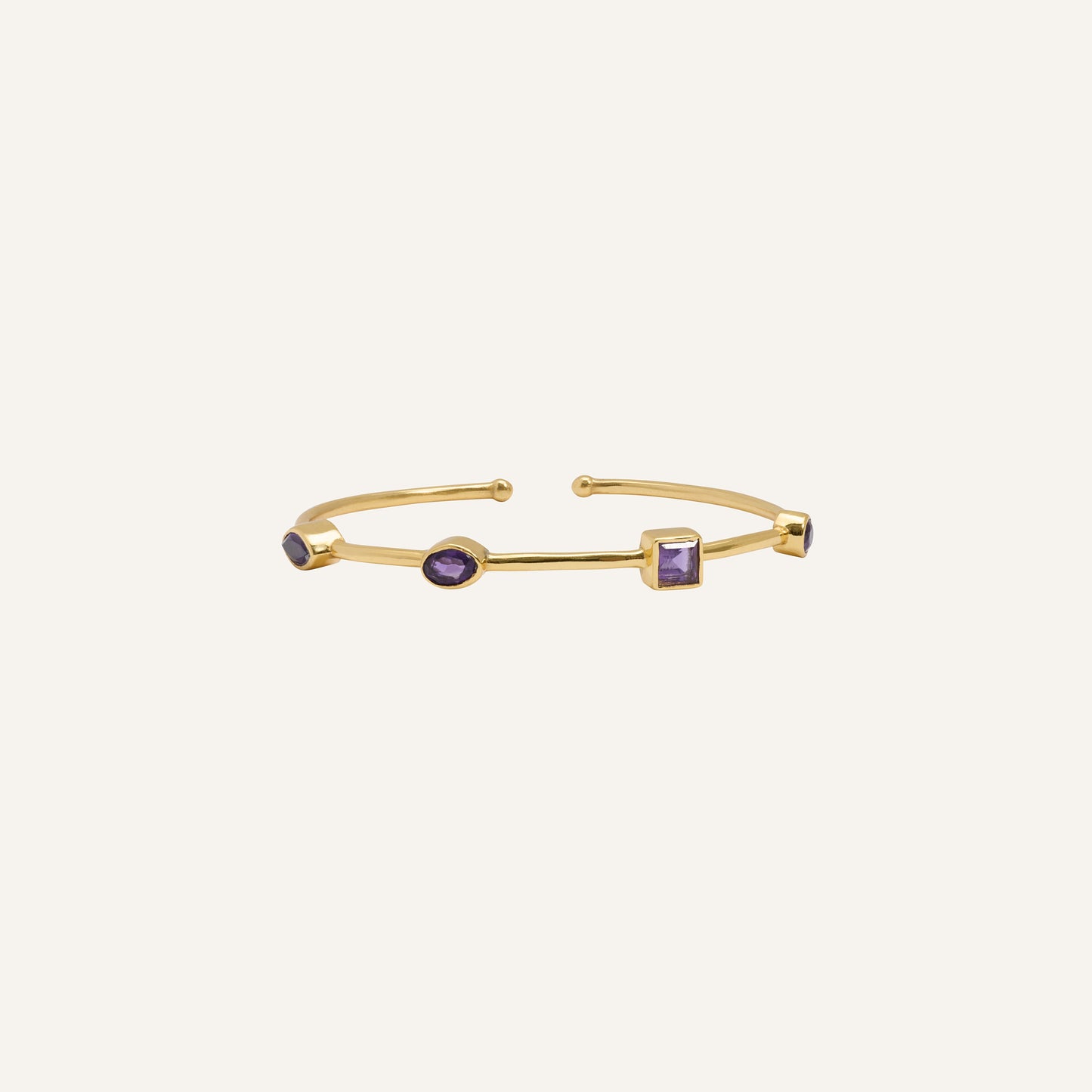 Bracelet jonc souple et ouvert en Améthyste - Punky