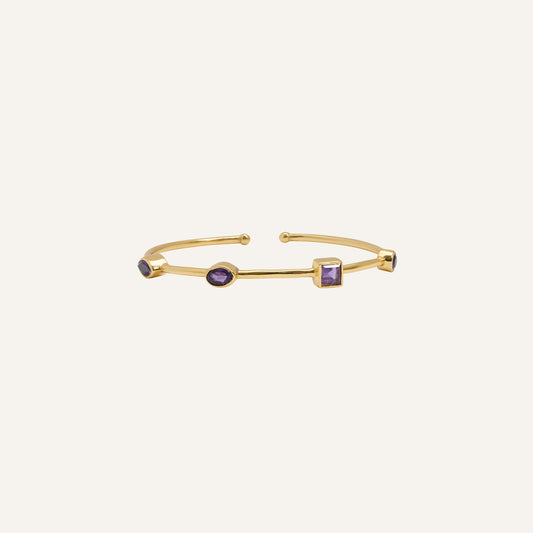 Bracelet jonc souple et ouvert en Améthyste - Punky