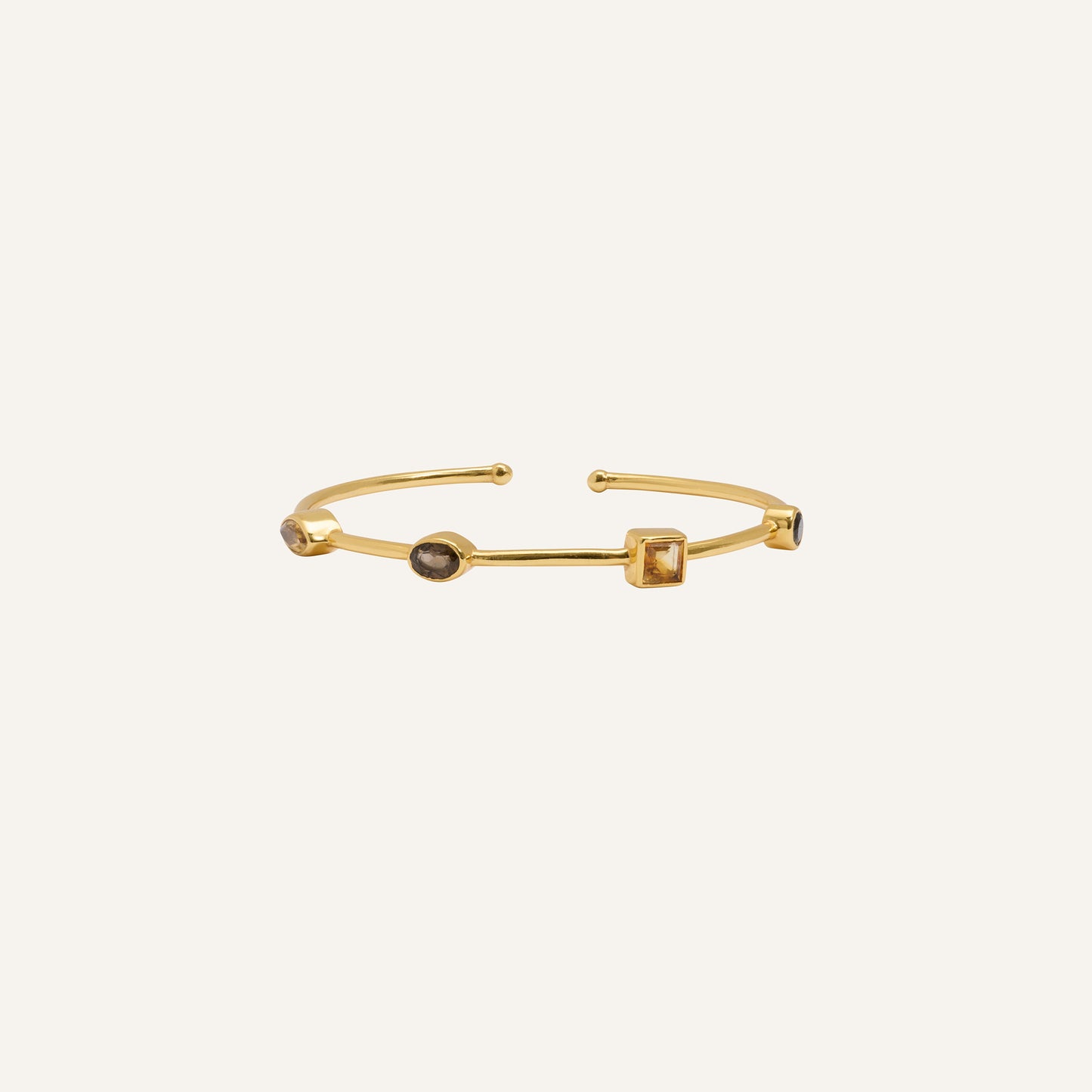 Bracelet jonc souple et ouvert Citrine/Quartz fumé - Punky