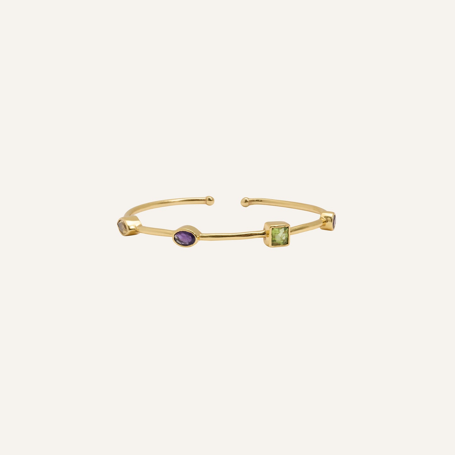 Bracelet jonc souple et ouvert Multi pierres - Punky