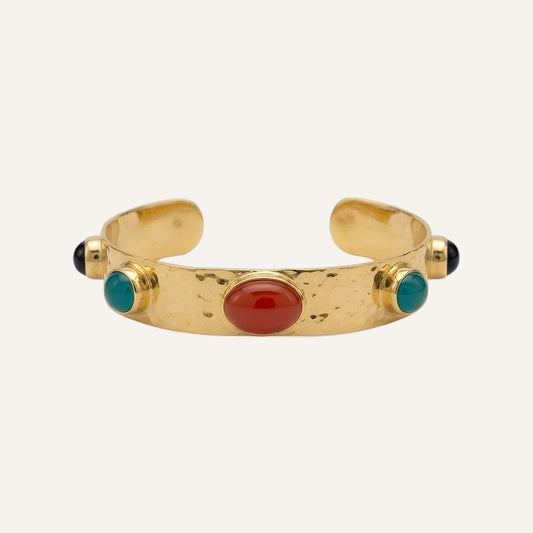 Bracelet jonc ouvert et pierres naturelles - Attica