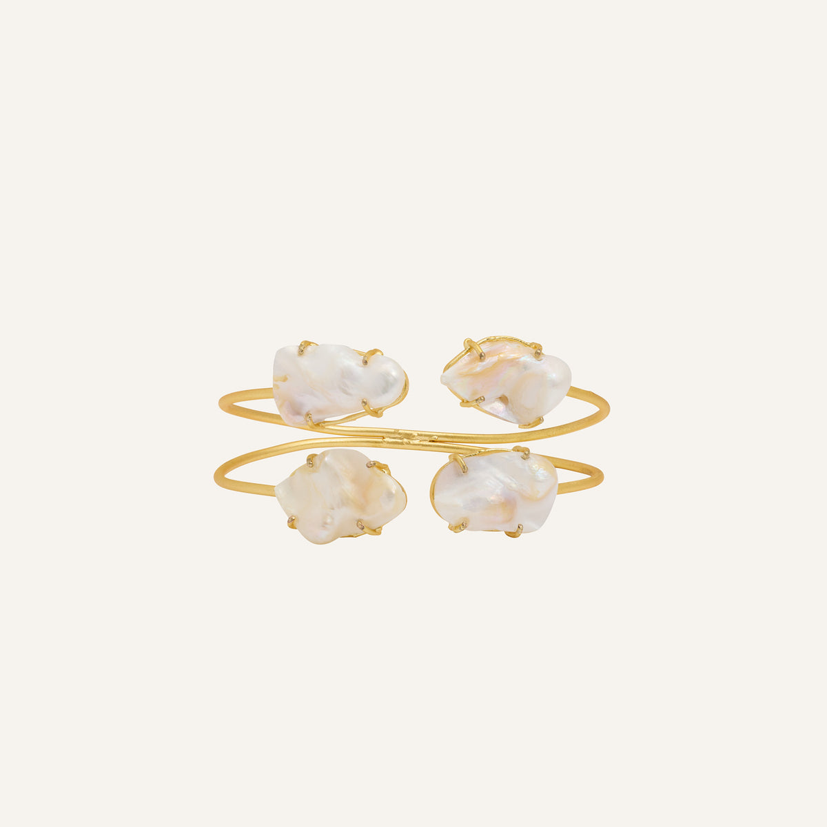Manchette en perles baroques oversized - Amande
