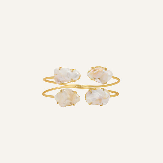 Manchette en perles baroques oversized - Amande