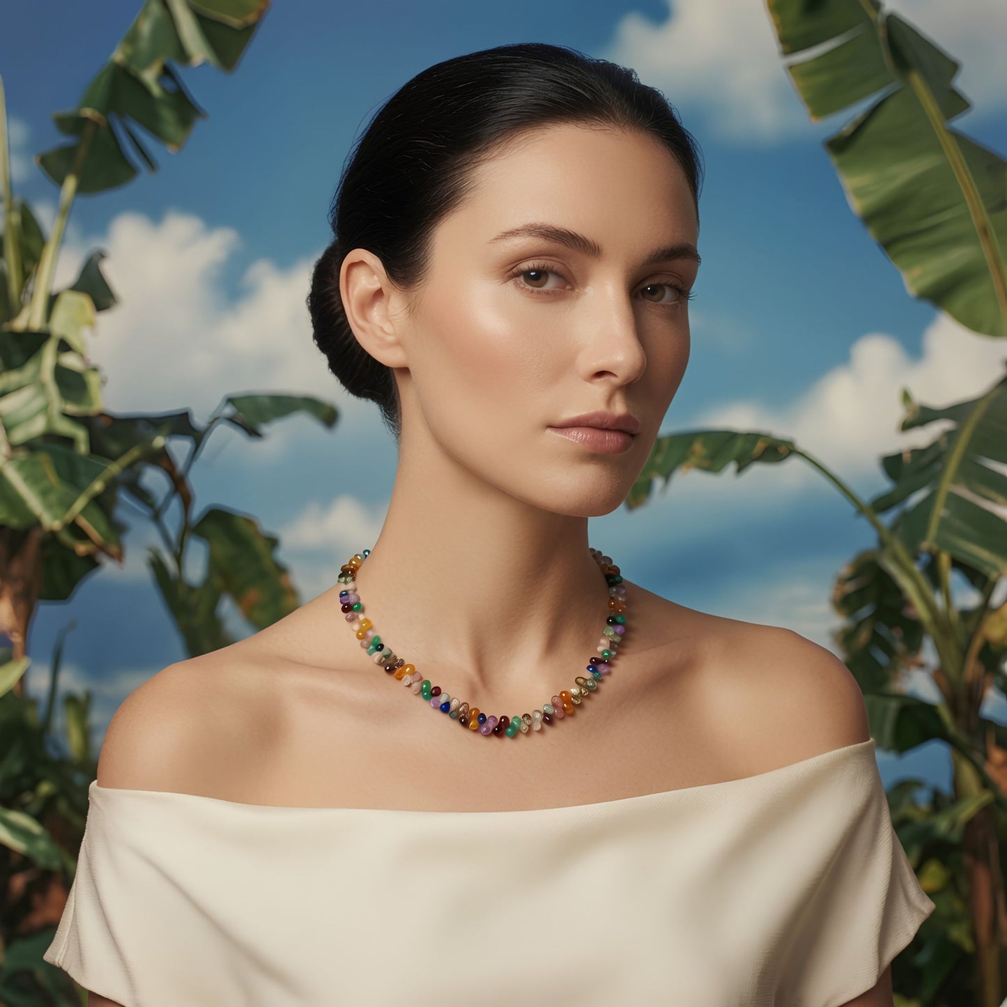 Collier pierres fines Multicolores à Briolette Arc-en-ciel - Candy