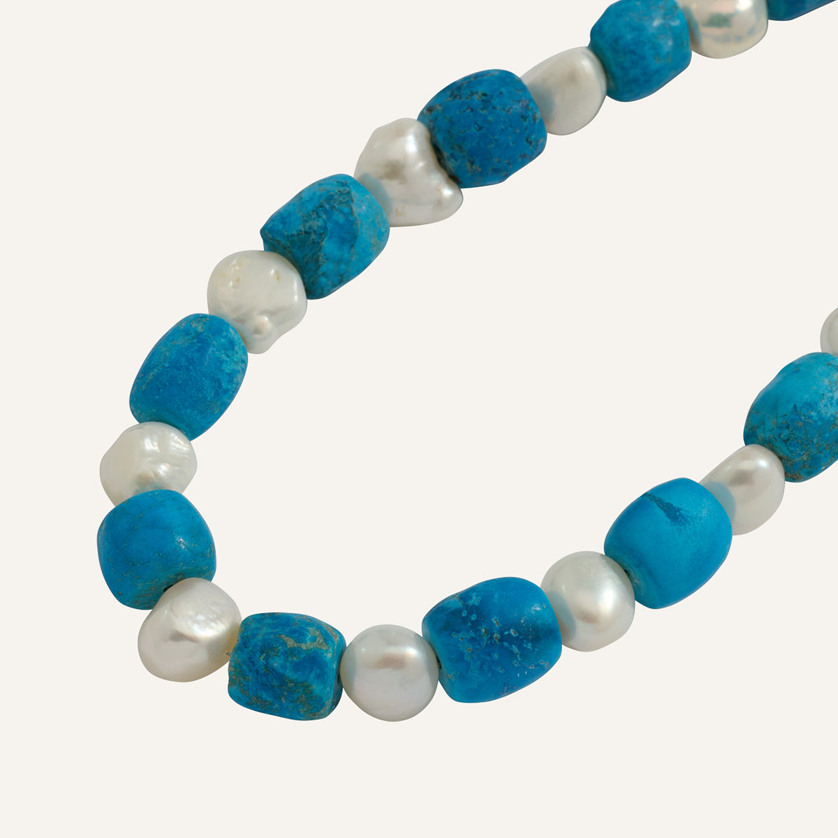 Collier turquoise brute et perles d’eau douce en pierres naturelles - Simone