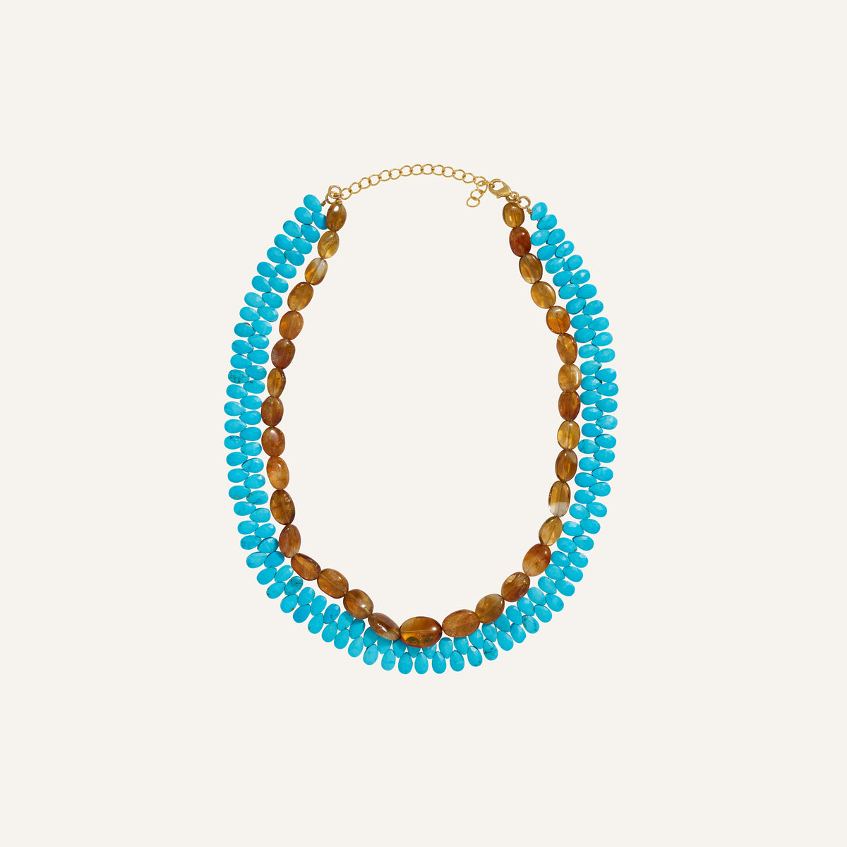 Collier double rang Turquoise et Citrine en pierres naturelles - Pamela