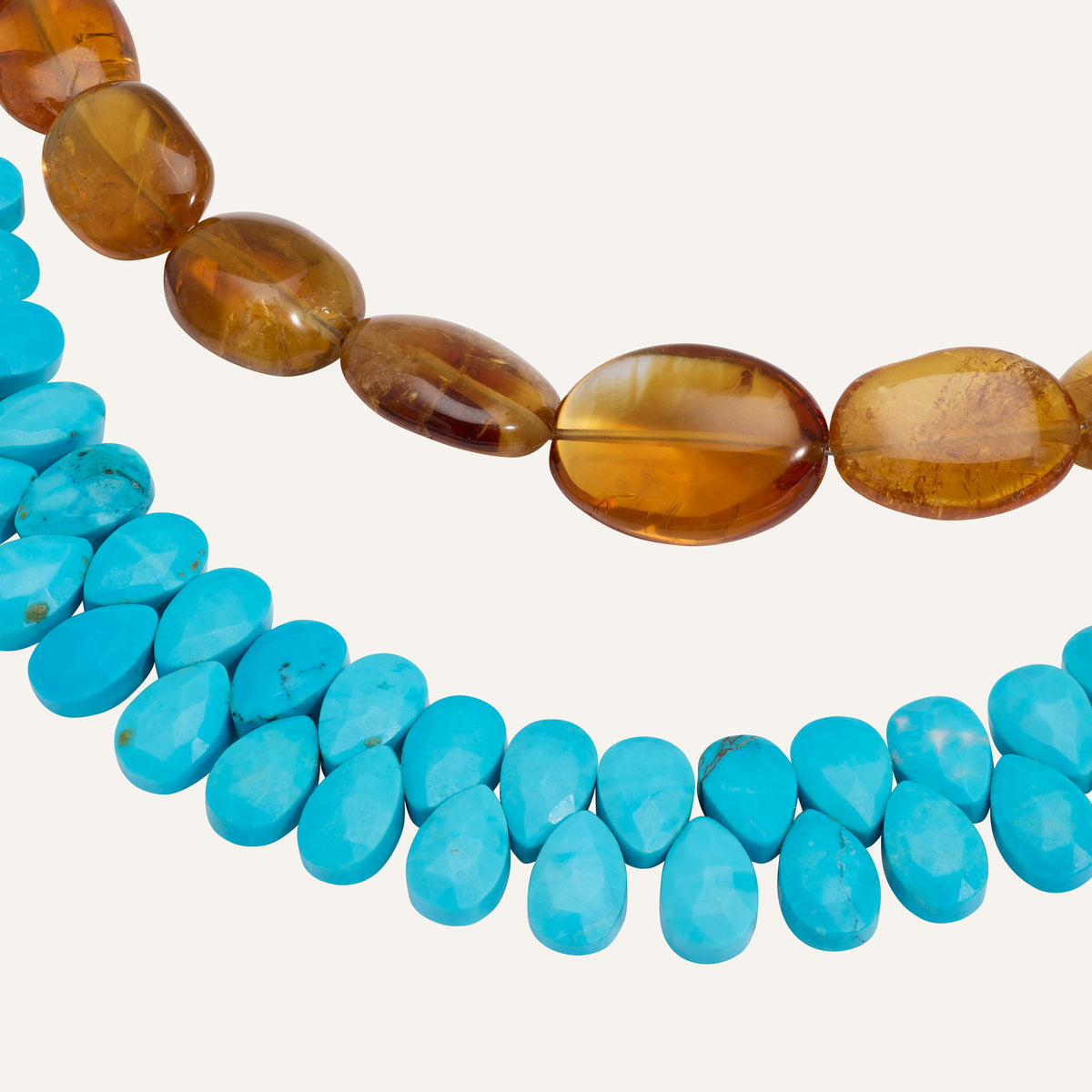 Collier double rang Turquoise et Citrine en pierres naturelles - Pamela