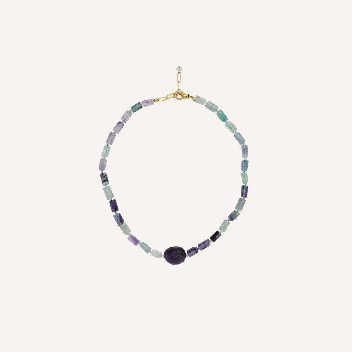 Collier Fluorite et Améthyste brute en pierres naturelles - Space