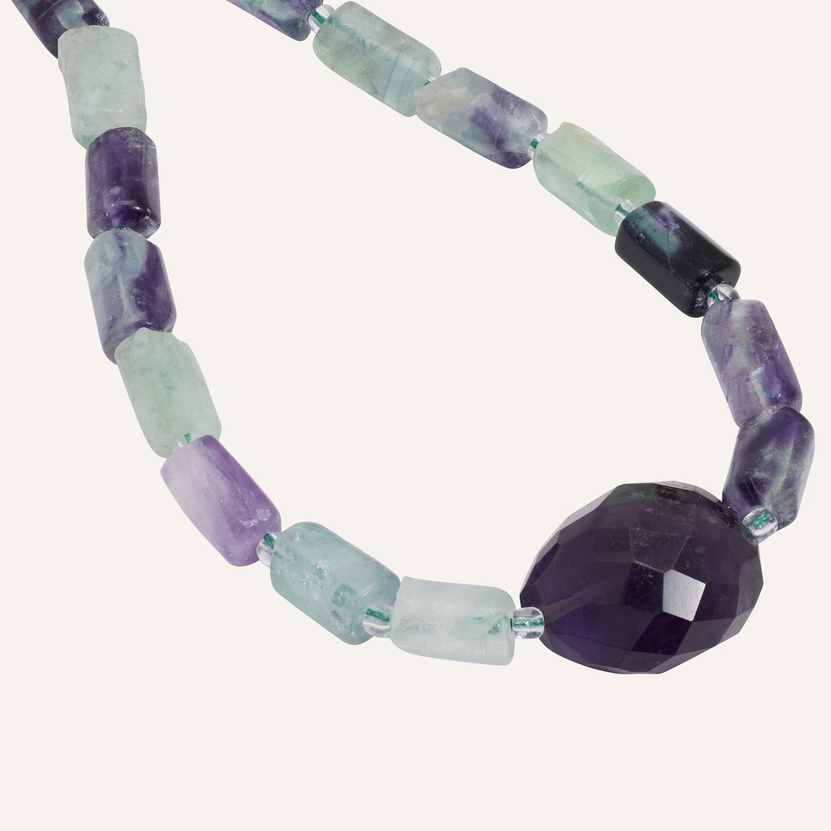 Collier Fluorite et Améthyste brute en pierres naturelles - Space