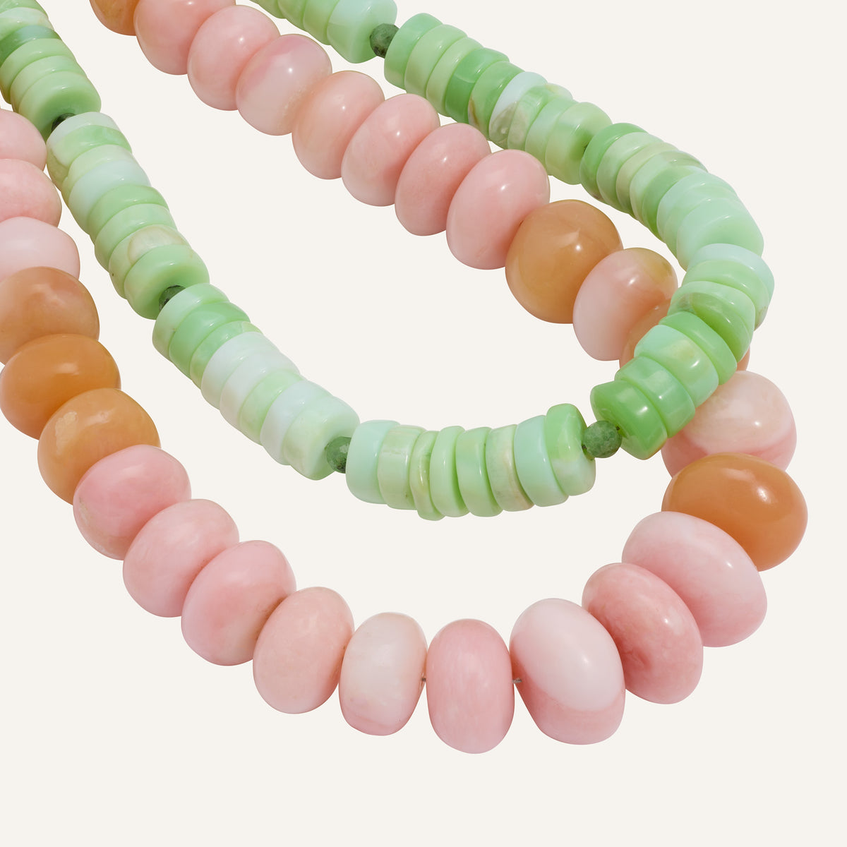 Collier double rang Opale rose et Opale verte en pierres naturelles - Penny