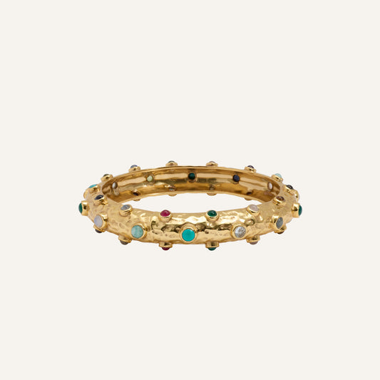 Bracelet jonc cabochons multi-pierres - Aqua