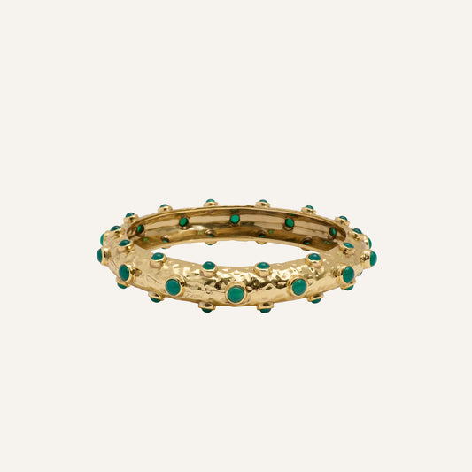 Bracelet jonc cabochons Onyx vert - Aqua