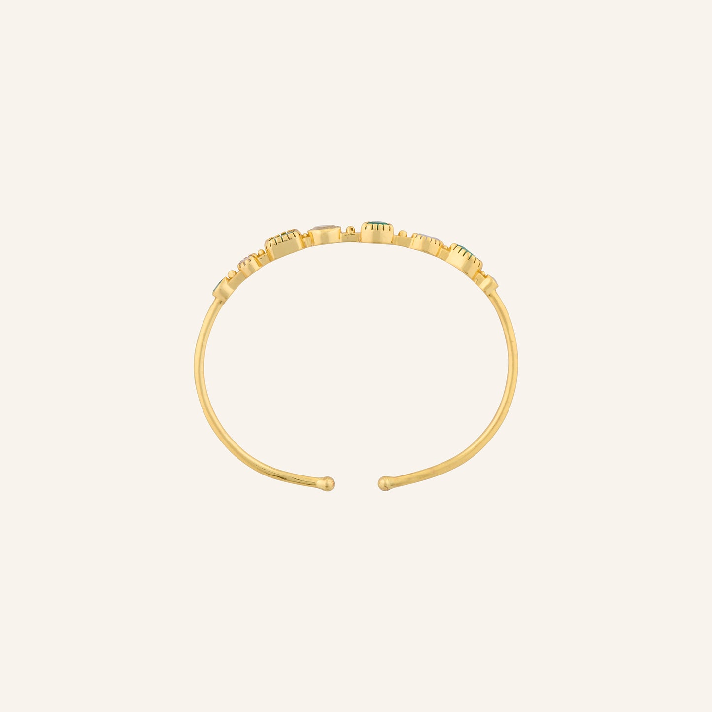 Bracelet Jonc Femme Pierres Fines Onyx vert/Pierre de lune - Céleste