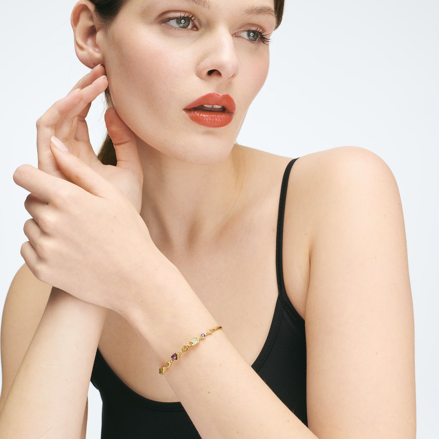 Bracelet Jonc Femme Pierres Fines Péridot/Améthyste/Citrine - Céleste