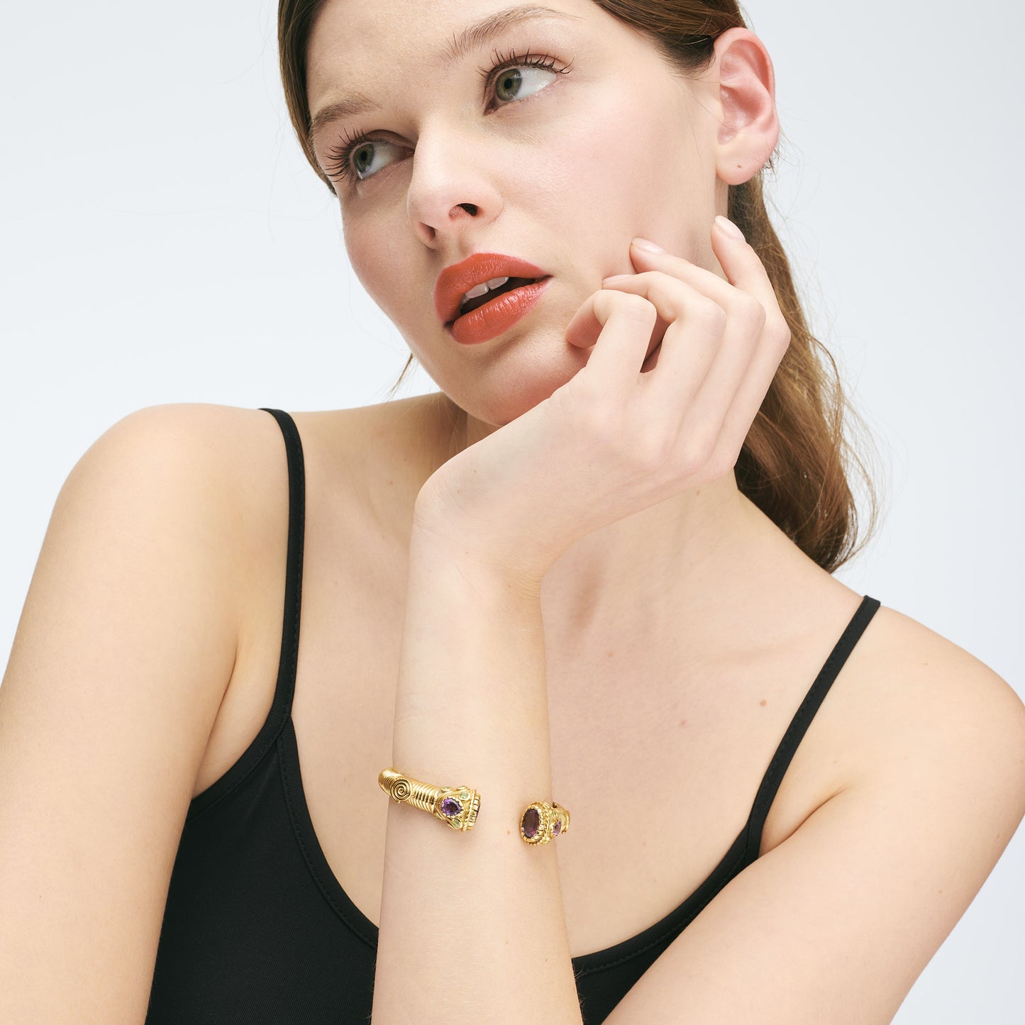 Bracelet jonc indien Améthyste/Péridot - Dolki