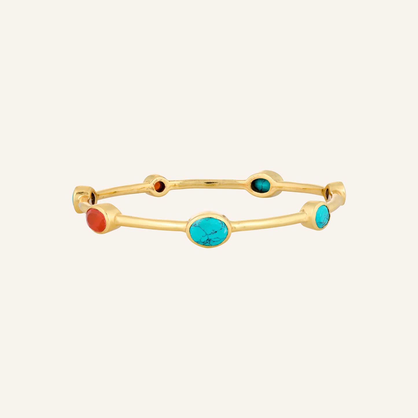 Bracelet jonc Turquoise/Cornaline - Gloria