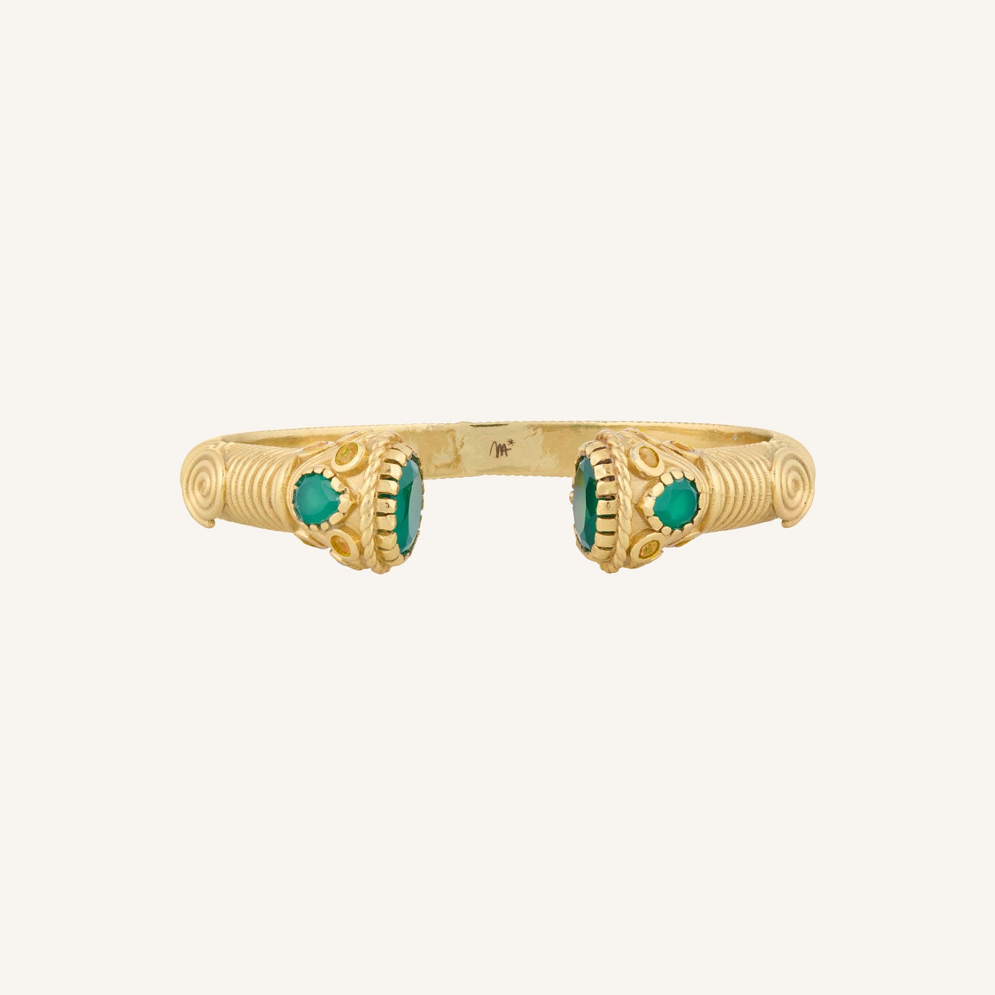 Bracelet jonc indien Onyx vert/Citrine - Dolki