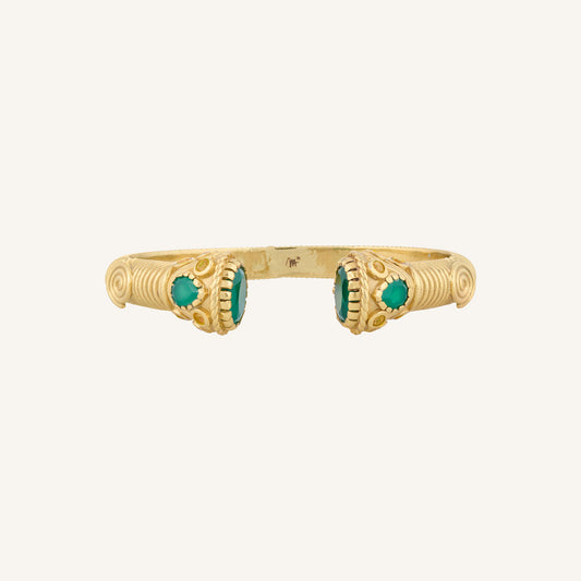 Bracelet jonc indien Onyx vert/Citrine - Dolki