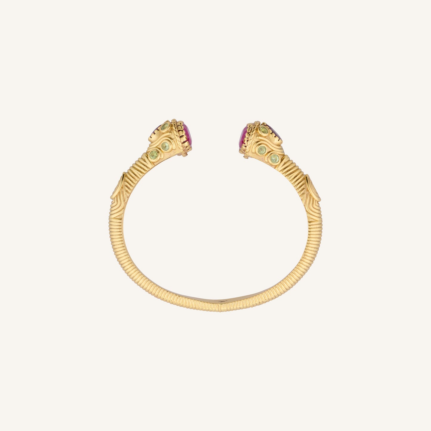 Bracelet jonc indien Rubis rose/Péridot - Dolki