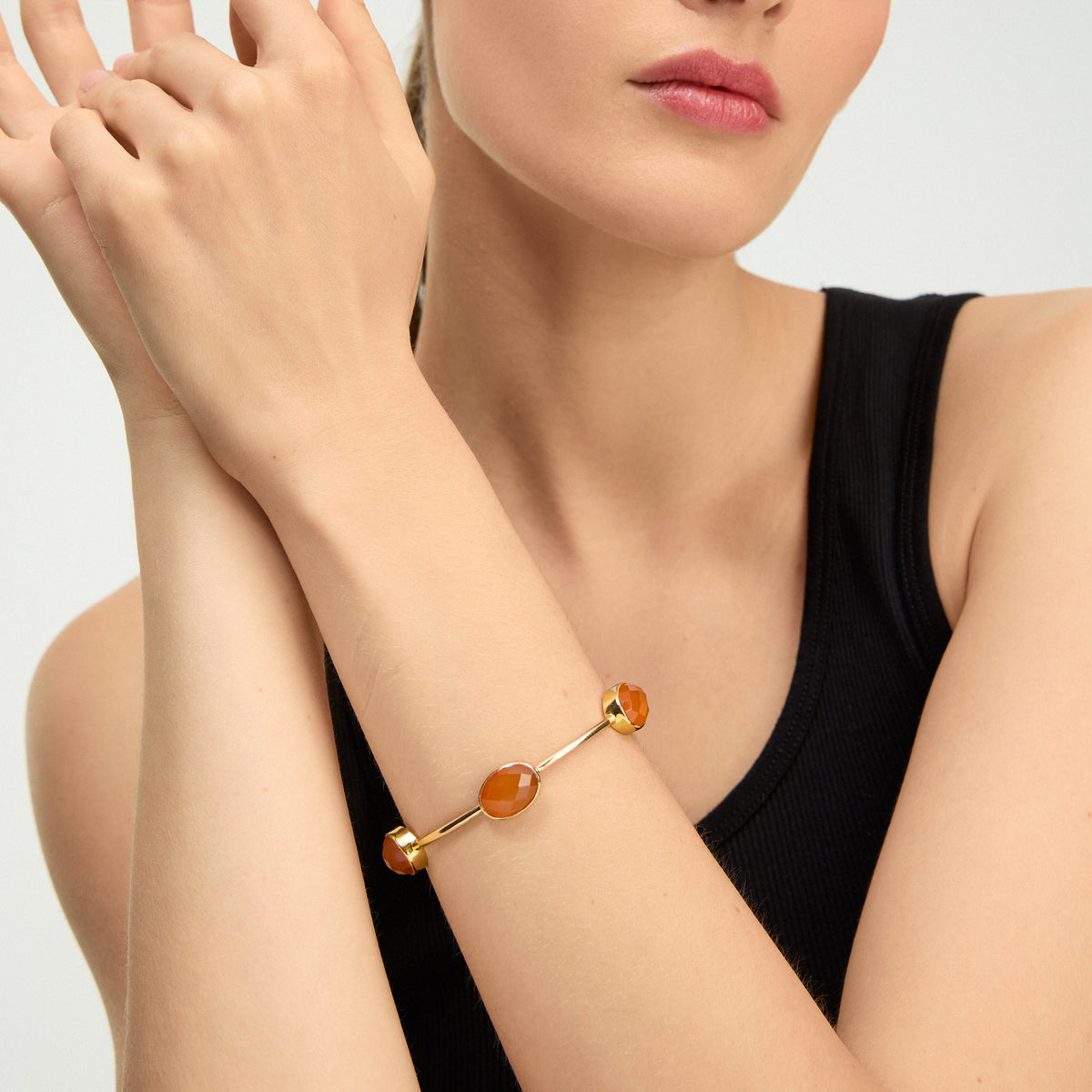 Bracelet jonc doré Cornaline - Gisella