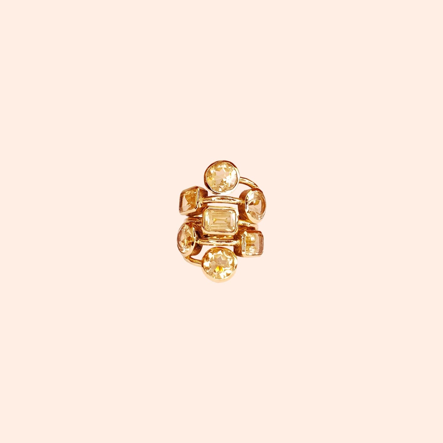 Bague dorée à l'or fin et pierres Citrine dorée - Louisa-Marialla-Bijoux