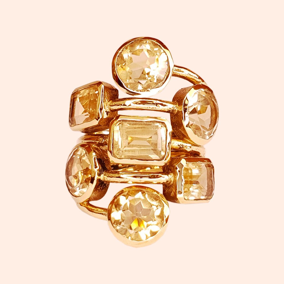 Bague dorée à l'or fin et pierres Citrine dorée - Louisa-Marialla-Bijoux