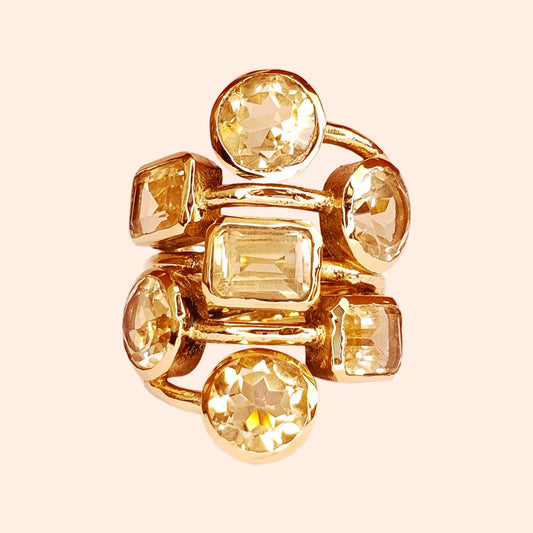 Bague dorée à l'or fin et pierres Citrine dorée - Louisa-Marialla-Bijoux