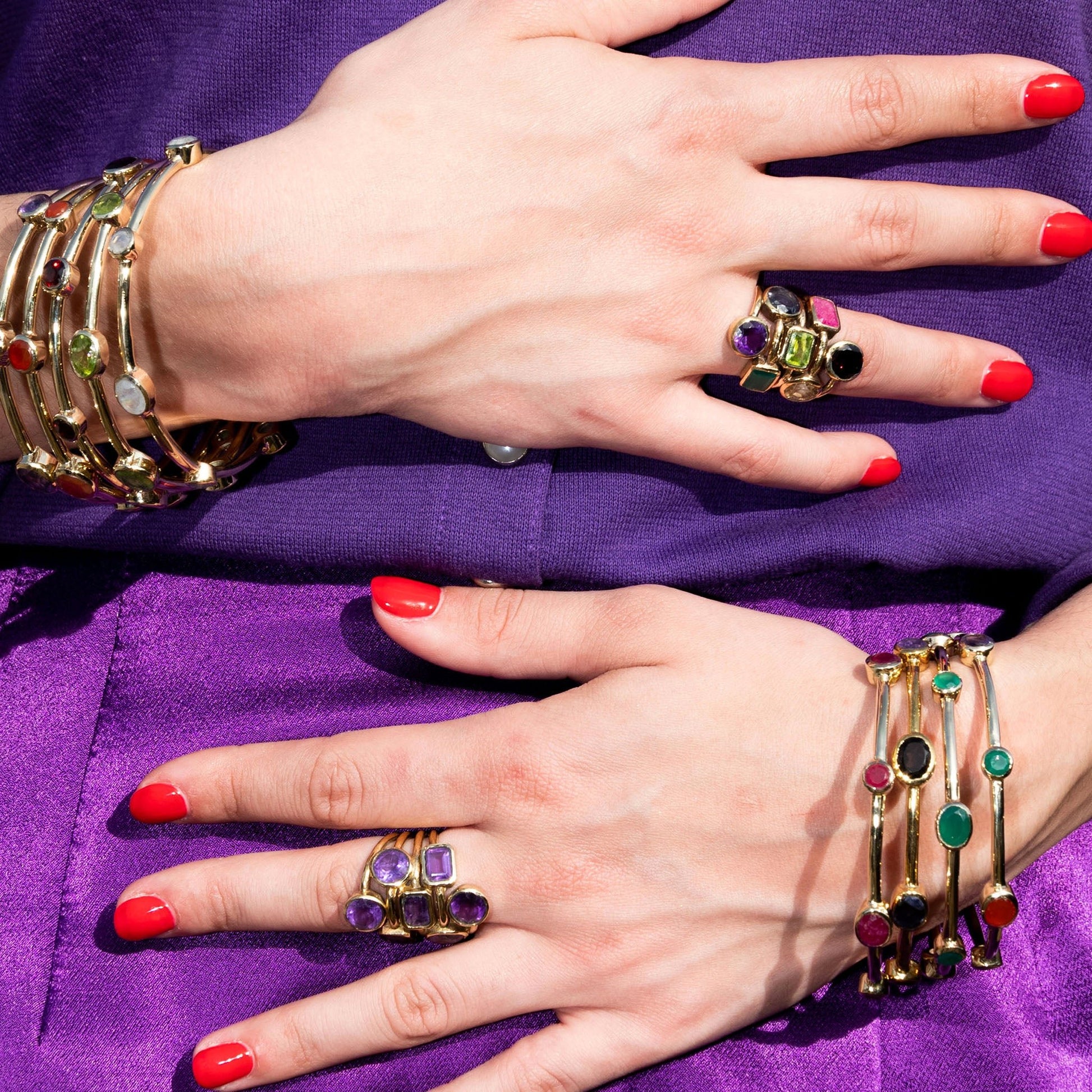 Bague dorée à l'or fin et pierres fines multicolores - Louisa-Marialla-Bijoux