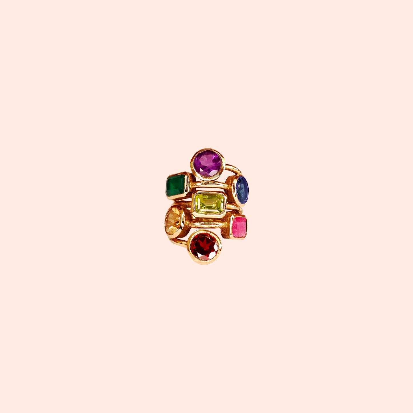Bague dorée à l'or fin et pierres fines multicolores - Louisa-Marialla-Bijoux