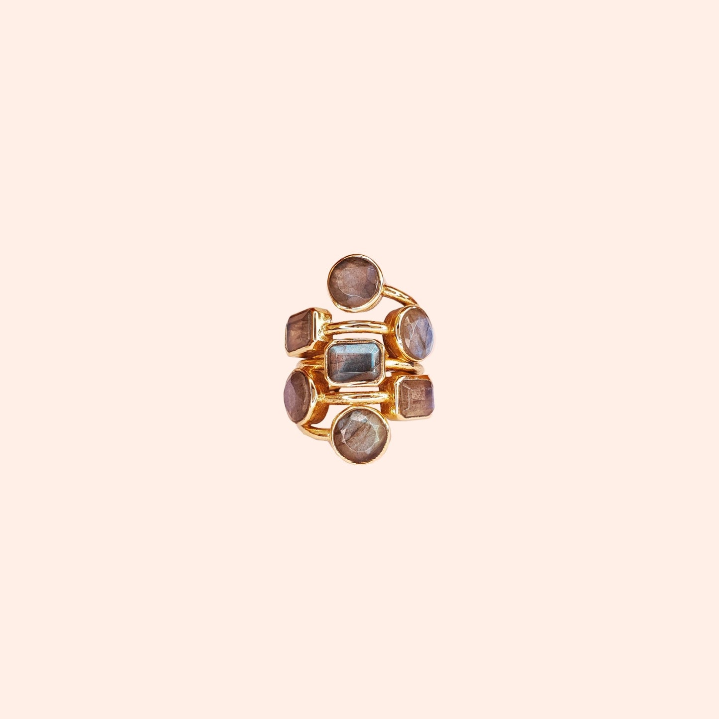 Bague dorée à l'or fin et pierres Labradorite - Louisa-Marialla-Bijoux