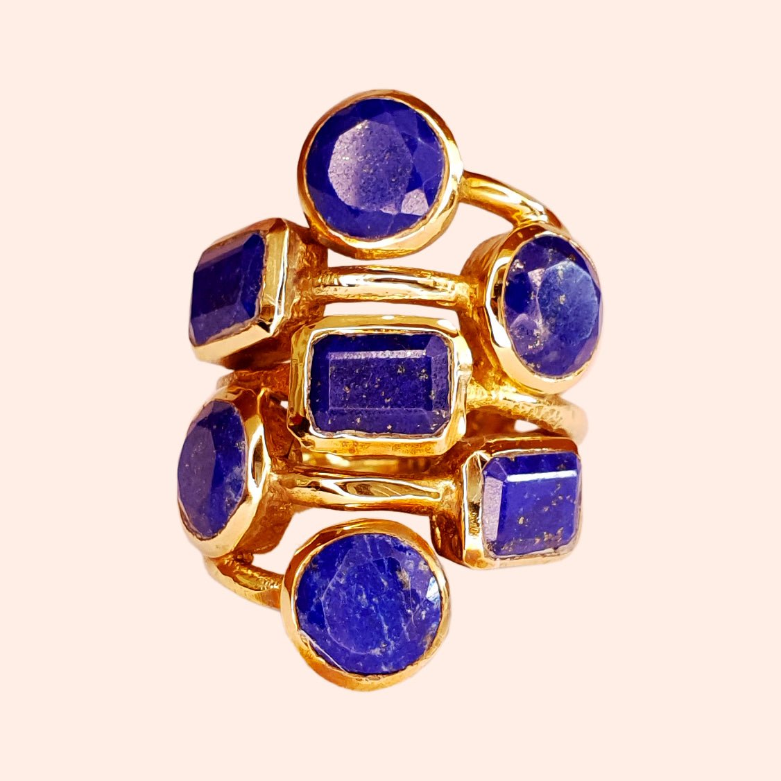 Bague dorée à l'or fin et pierres Lapis Lazuli - Louisa-Marialla-Bijoux